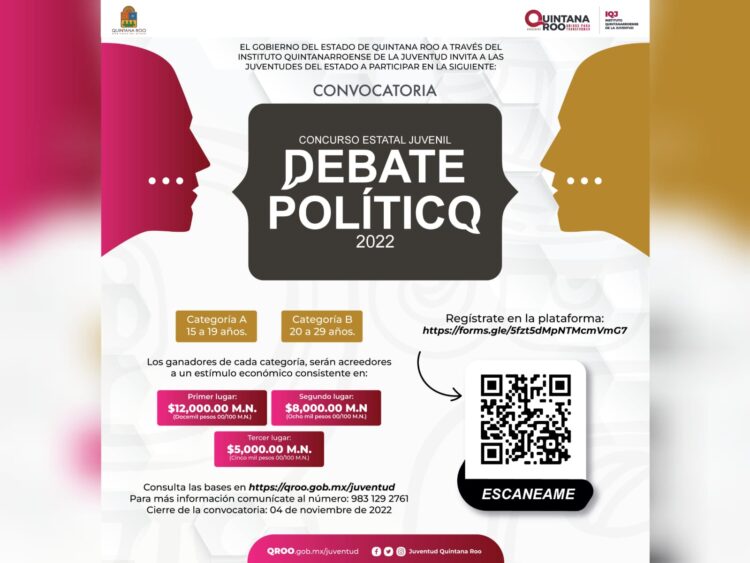 IQJ convoca a participar en el concurso estatal juvenil Debate Político 2022