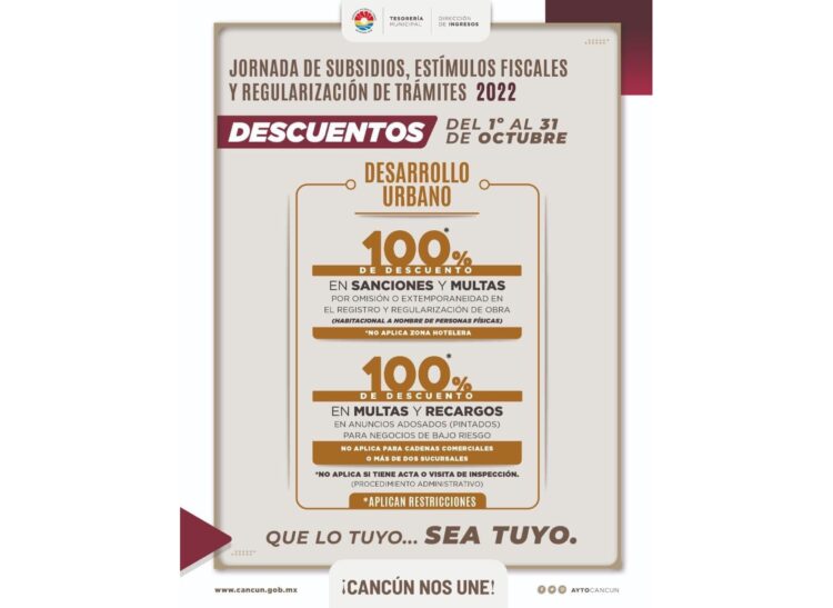 Contempla Jornada de Subsidios en Benito Juárez descuentos en Desarrollo Urbano