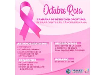 Refuerzan acciones para prevenir y detectar a tiempo el cáncer de mama en Isla Mujeres