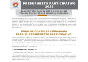 Convoca gobierno de Benito Juárez a ciudadanos a foro sobre Presupuesto Participativo