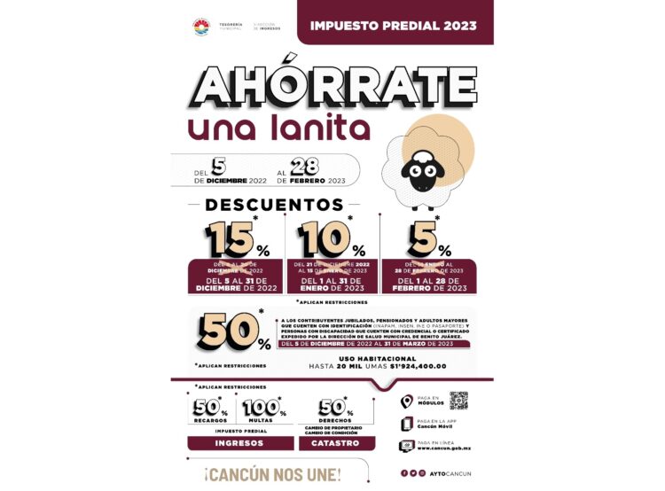 Modifican fechas de descuento para pago de predial 2023