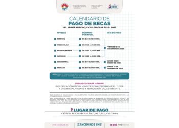 Anuncian en Benito Juárez calendario de primer pago de becas para Ciclo Escolar 2022-2023