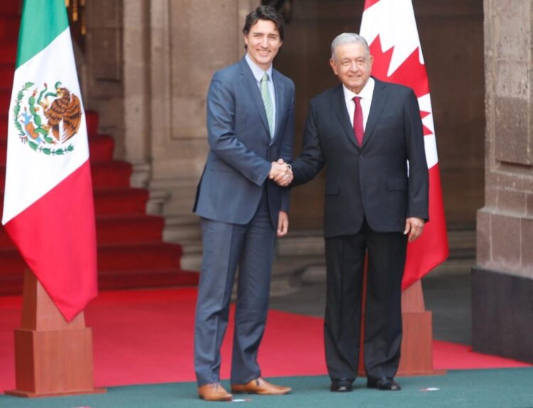 AMLO y Justin Trudeau sostiene reunión en el Palacio Nacional