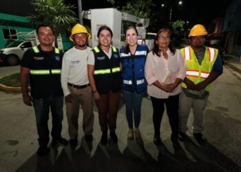 Supervisa Atenea Gómez avance de obra de alumbrado público en Isla Mujeres
