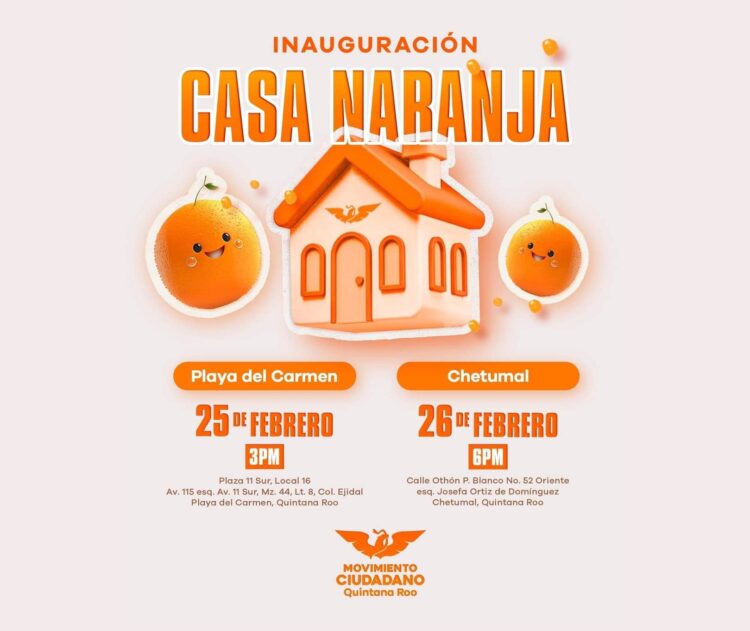 Inaugurará MC en Quintana Roo sus Casas Naranjas en Playa del Carmen y Chetumal