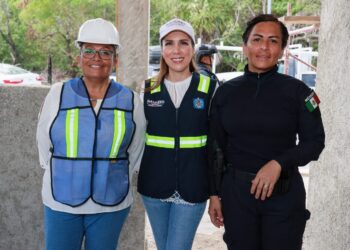 Atenea Gómez supervisa avances de construcción de Caseta de seguridad hacia Costa Mujeres