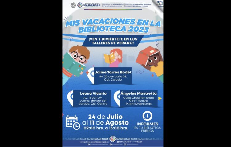Anuncian Curso de Verano en bibliotecas de Playa del Carmen