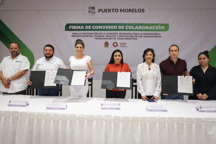 Blanca Merari firma convenio de colaboración para prevenir y erradicar trabajo infantil en Puerto Morelos