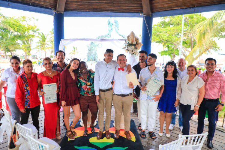 Realizan en Playa del Carmen Boda Colectiva de matrimonios igualitarios 2023