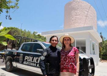 Fortalece Atenea Gómez seguridad en Isla Mujeres con rehabilitación de Casetas de Policía
