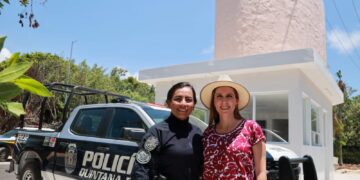 Fortalece Atenea Gómez seguridad en Isla Mujeres con rehabilitación de Casetas de Policía