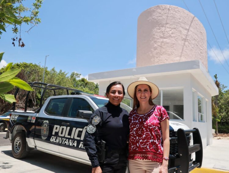 Fortalece Atenea Gómez seguridad en Isla Mujeres con rehabilitación de Casetas de Policía