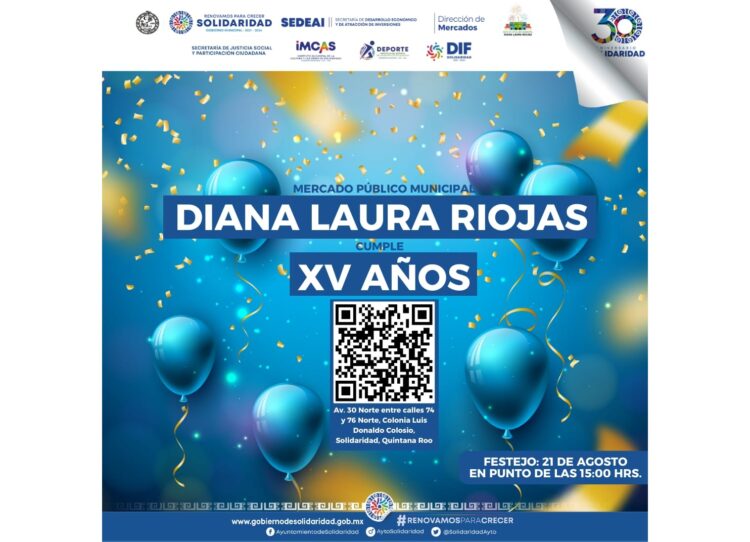 Festejarán XV aniversario de mercado Diana Laura Riojas en Playa del Carmen