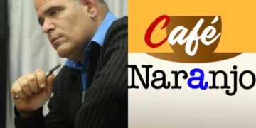 Alberto Guerra Naranjo en lo alto del andamio