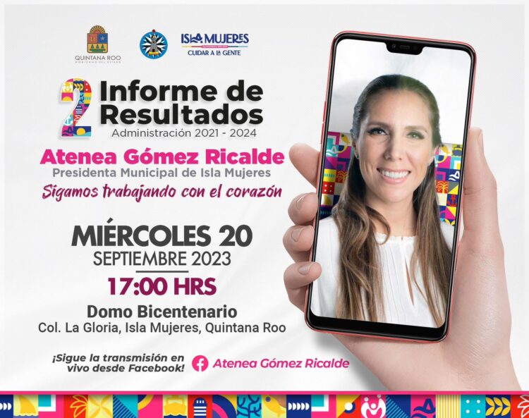 Invita Atenea Gómez Ricalde al pueblo isleño a su Segundo Informe de Resultados