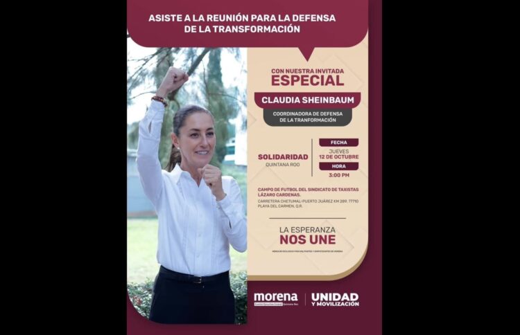 Vendrá Claudia Sheinbaum a Playa del Carmen el 12 de octubre