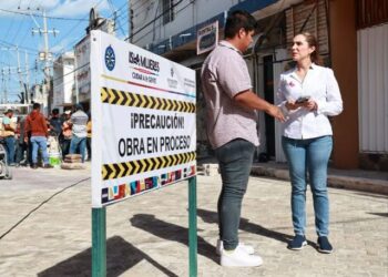 Avanza Atenea Gómez obras de mejoramiento del centro de Isla Mujeres