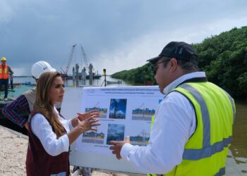 Mara Lezama supervisa avances del puente Nichupté en Cancún
