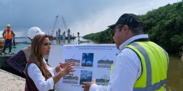 Mara Lezama supervisa avances del puente Nichupté en Cancún