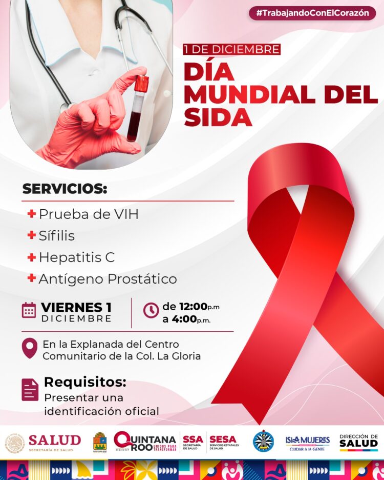 Realizarán jornada de pruebas gratuitas para detectar el VIH-SIDA en Isla Mujeres