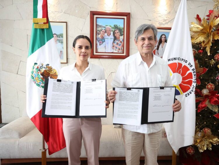 Signa Ana Paty Peralta acuerdo para proteger a personas migrantes en Cancún
