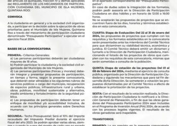 Isla Mujeres invita a la comunidad a presentar propuestas para Presupuesto Participativo 2024