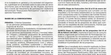 Isla Mujeres invita a la comunidad a presentar propuestas para Presupuesto Participativo 2024