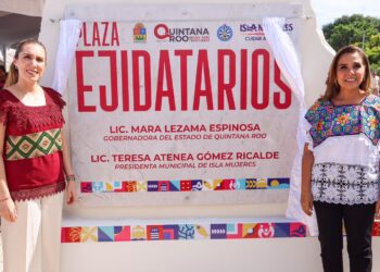 Inauguran Atenea Gómez y Mara Lezama nueva Plaza Ejidatarios en Ciudad Mujeres