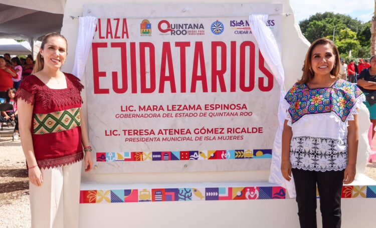 Inauguran Atenea Gómez y Mara Lezama nueva Plaza Ejidatarios en Ciudad Mujeres