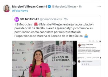 Falso que Marybel Villegas decline su aspiración política en Cancún