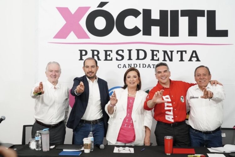 Xóchitl Gálvez evalúa con dirigentes del PAN, PRI y PRD inicio de segunda mitad de campaña