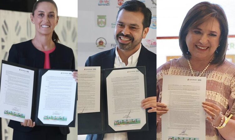 Firman Claudia Sheinbaum, Xóchitl Gálvez y Álvarez Máynez Pacto por la Primera Infancia