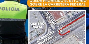 Aviso de cambios de circulación vial en el boulevard Playa del Carmen