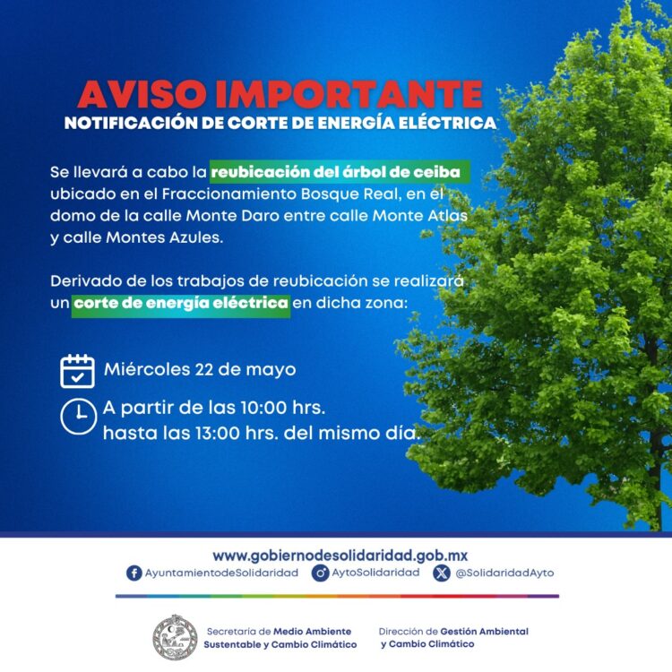 Emiten notificación de corte de energía en Bosque Real en Playa del Carmen