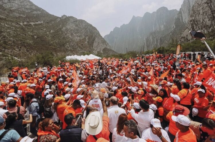 Enfrenta staff de Jorge Álvarez Máynez fuertes vientos y caída de toldos en Nuevo León