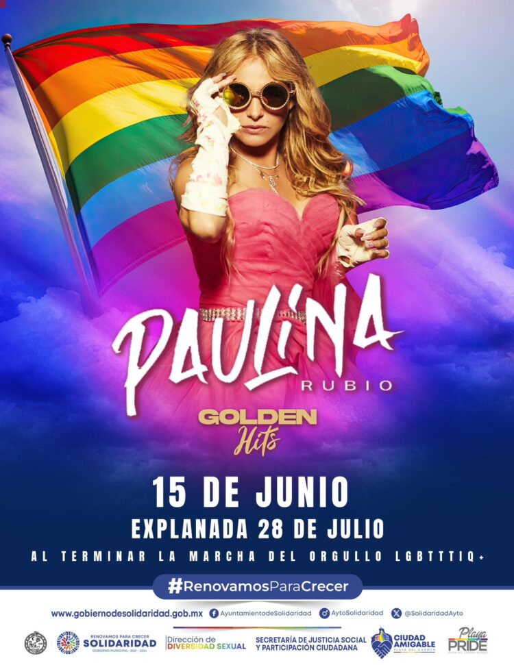 Paulina Rubio en concierto público en Playa del Carmen