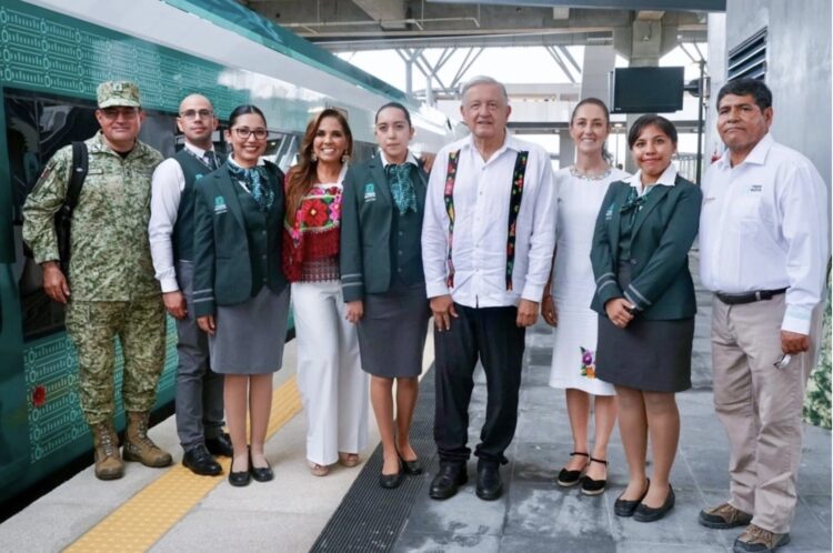 Tren Maya, “una hazaña histórica”; Claudia Sheinbaum en gira con AMLO por el sureste
