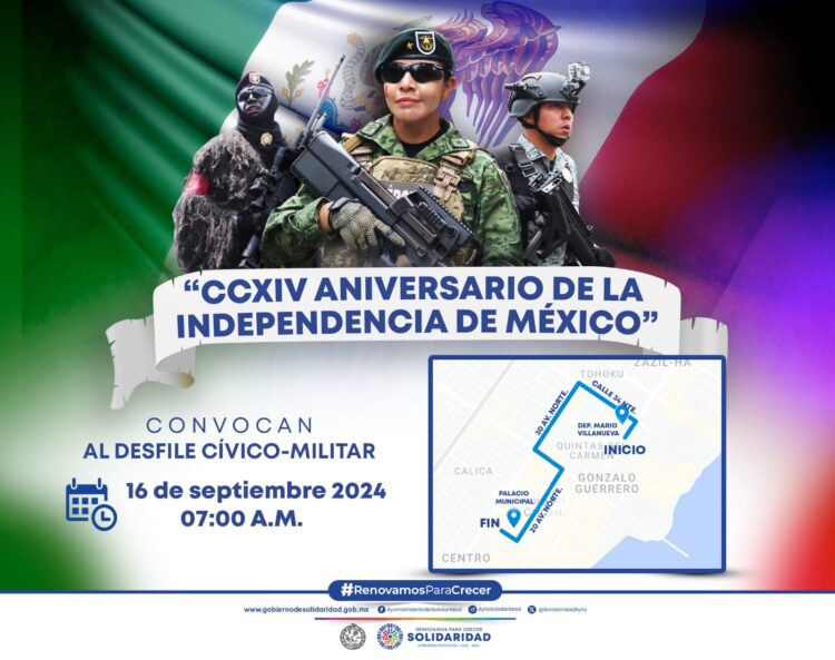 Abren convocatoria para a participar en desfile del 16 de septiembre en Playa del Carmen