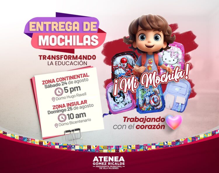 Anuncia Atenea Gómez entrega de mochilas en Isla Mujeres