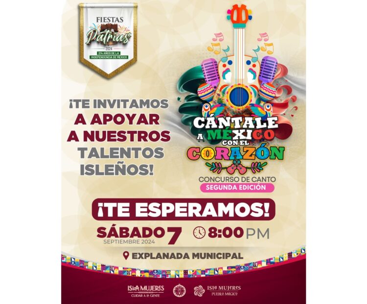 Invitan a comunidad isleña a primera presentación del concurso Cántale a México con el Corazón