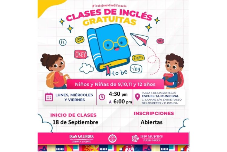 Impartirá gobierno de Isla Mujeres clases gratuitas de inglés en la Escuelita Municipal