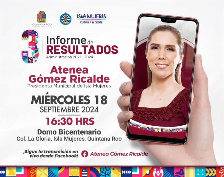Invita Atenea Gómez al pueblo de Isla Mujeres a su Tercer Informe de Resultados