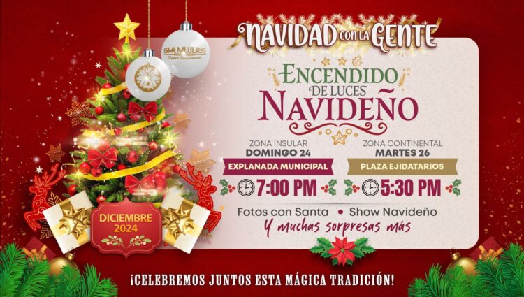 Invita Gobierno Municipal a familias isleñas al Gran Encendido de Luces Navideño