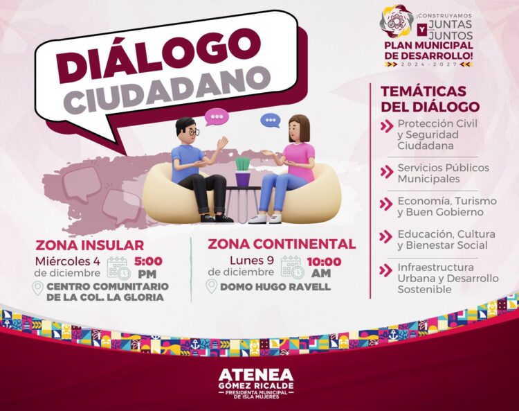 Invita gobierno de Isla Mujeres a la población a participar en el Diálogo Ciudadano