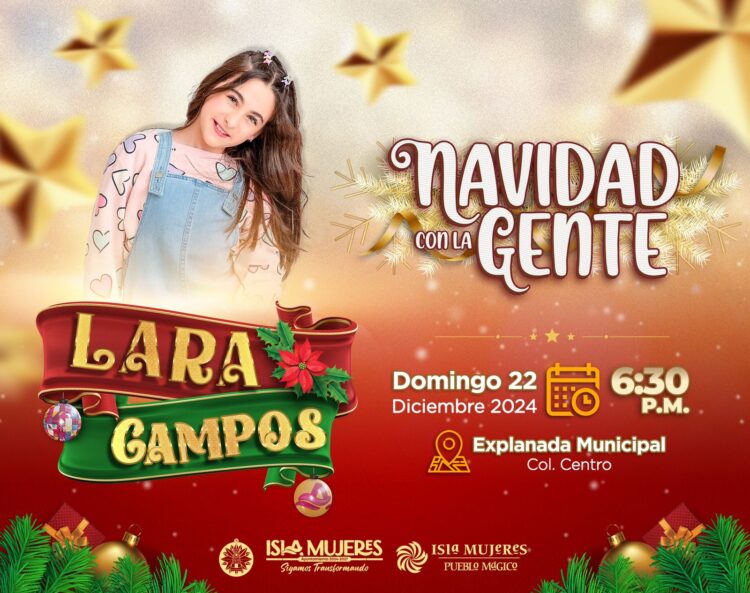 Invita Atenea Gómez a familias de Isla Mujeres a celebrar la magia de la navidad con Lara Campos