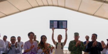 Celebran Claudia Sheinbaum y Mara Lezama primer aniversario e inauguran los tramos 6 y 7 del Tren Maya