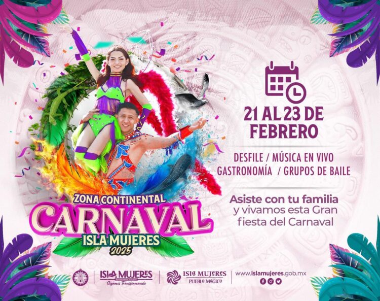Invita Gobierno Municipal a las familias de Zona Continental a disfrutar del Carnaval Isla Mujeres 2025 