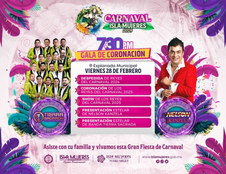 Invita Gobierno Municipal a la Gran Gala de Coronación del Carnaval Isla Mujeres 2025 