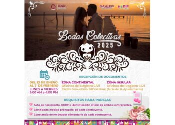 Invita gobierno de Isla Mujeres a las parejas a inscribirse en el programa de Bodas Colectivas