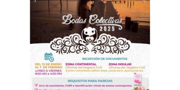 Invita gobierno de Isla Mujeres a las parejas a inscribirse en el programa de Bodas Colectivas